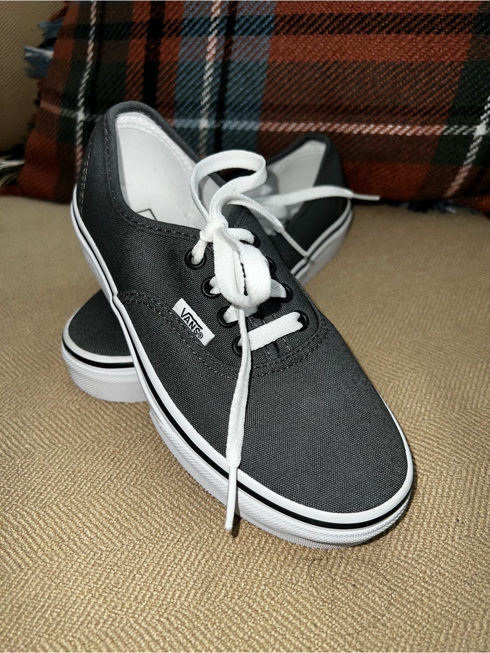 Vans Gray Canvas Low-Top Sneakers with White Soles- NWOB